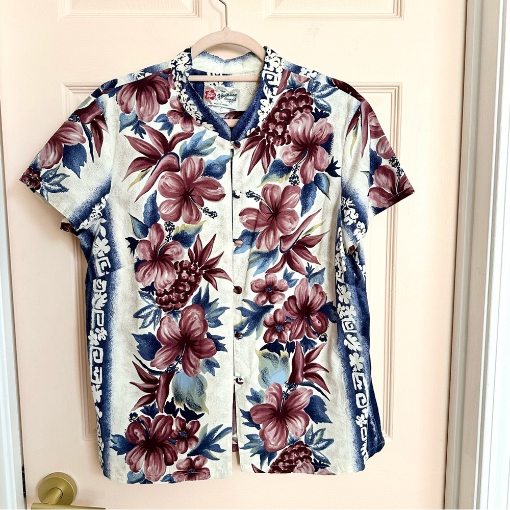 Blue and pink the original Hawaiian top